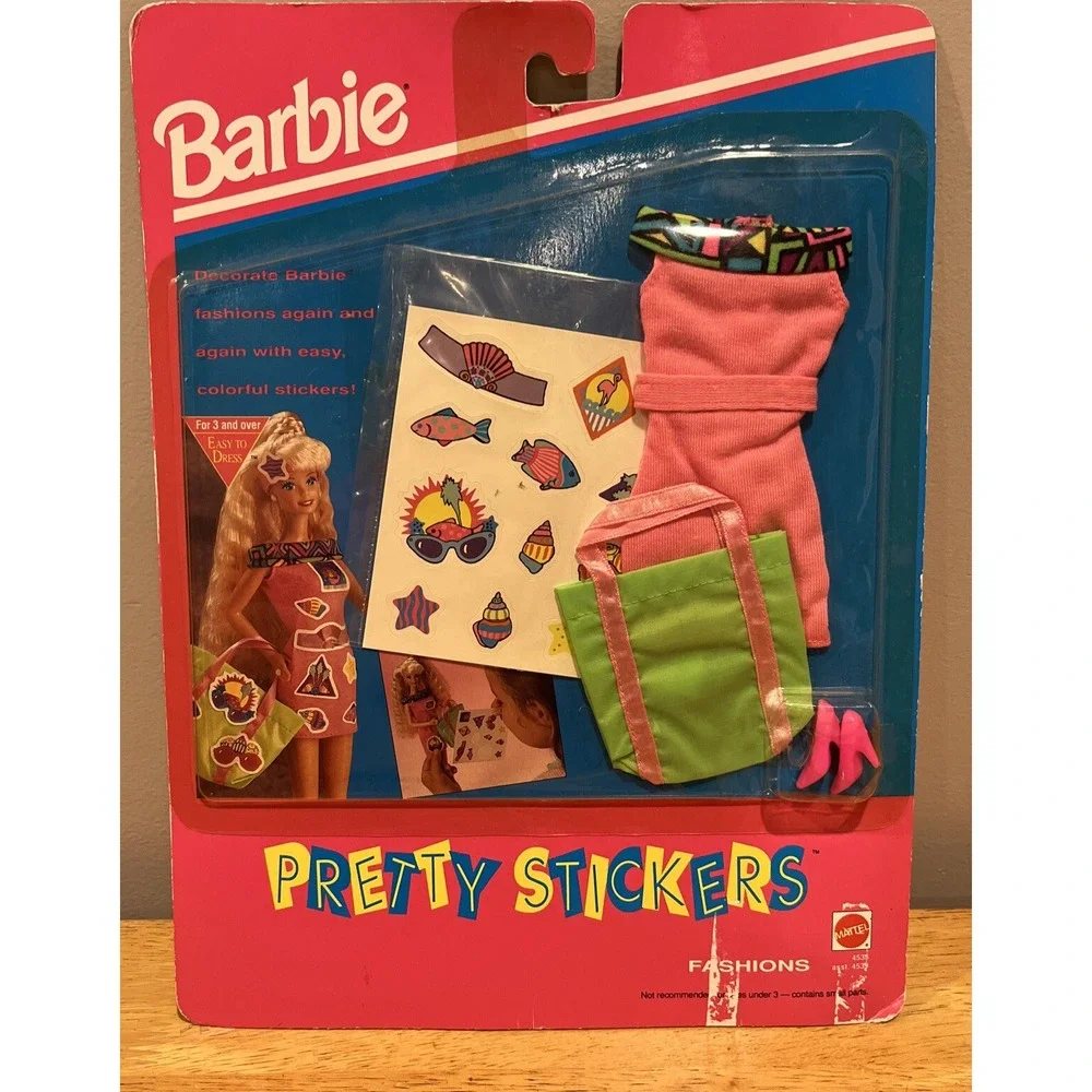 1992 Barbie Pretty Sticker‎ Fashion Pack 4535 Dress Bag Shoes Stickers NRFP